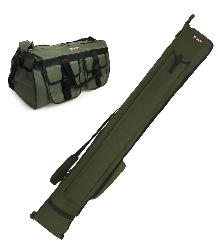 Traxis Vistassen set - Hengel foudraal - Vistas - Groen - Carryall - 12ft Holdall Korting