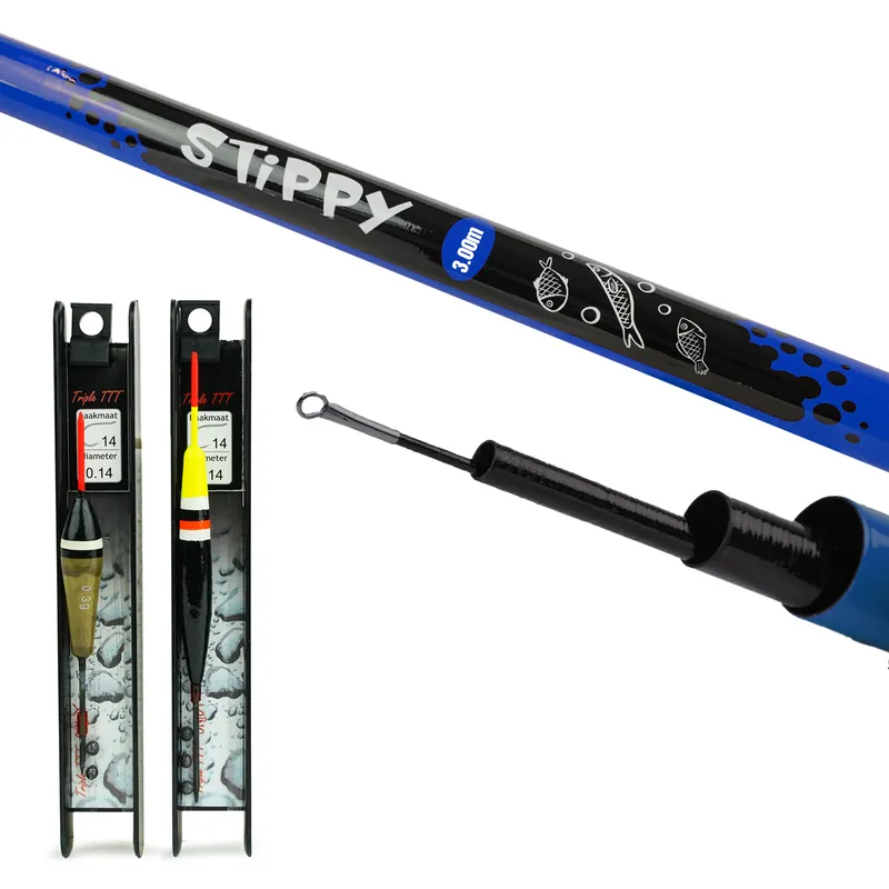 Fish-Xpro Vaste hengelset 3m - Telescoop Hengel - Witvisset - Visset - incl 2 Vistuigjes Op = Op