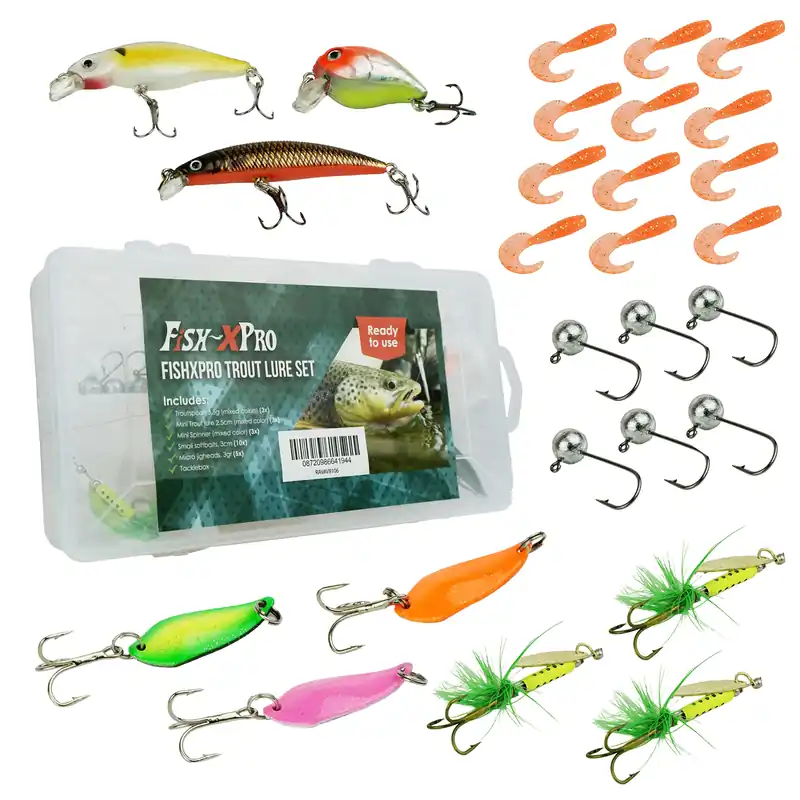 Fish-Xpro Forellen Kunstaas Set - Plugjes - Spinners - Softbaits Superprijs