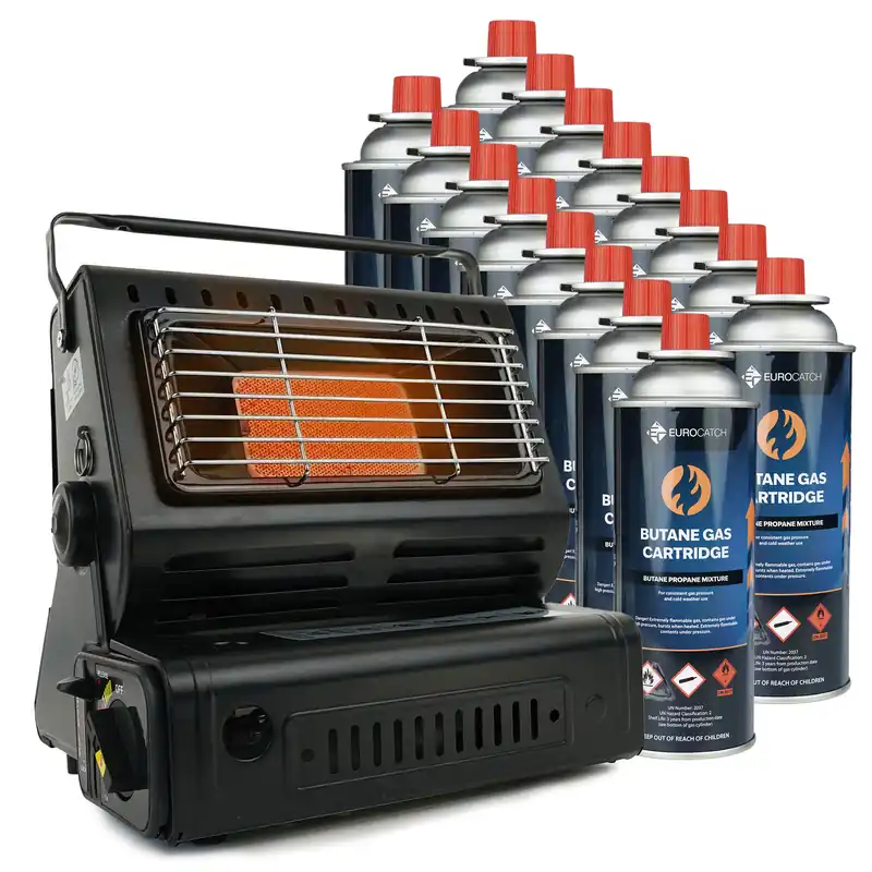 Eurocatch Gaskachel - Heater - Kacheltje - Terrasverwarmer - Campingkachel - Gas Heater - Verstelbaar - Draagbaar Lage Kosten