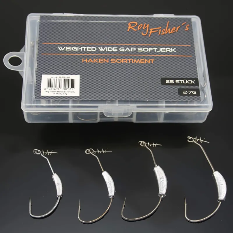 Hete Deal Weighted Wide Gape Softjerk Haken - Assorti - 25st - 2t/m7gr