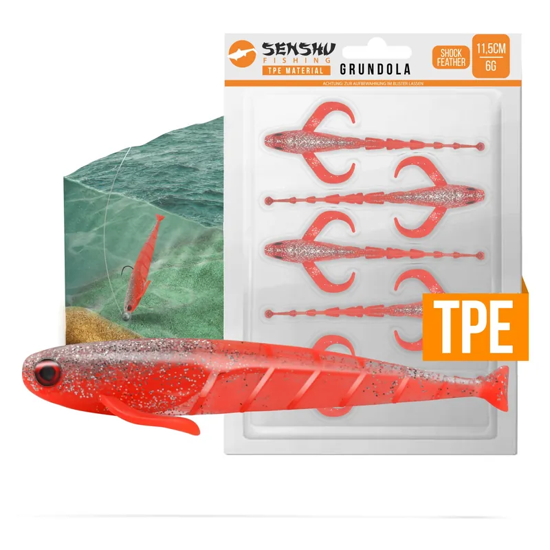 Senshu Grondel 11,5cm - 6gr - 5 Stuks - Shock Feather Nu Kopen