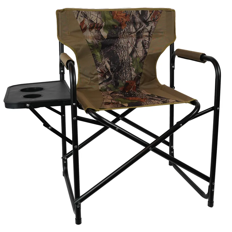 Eurocatch | Opvouwbare Campingstoel Met zijtafel | Camouflage | Directors Chair Uitverkoop