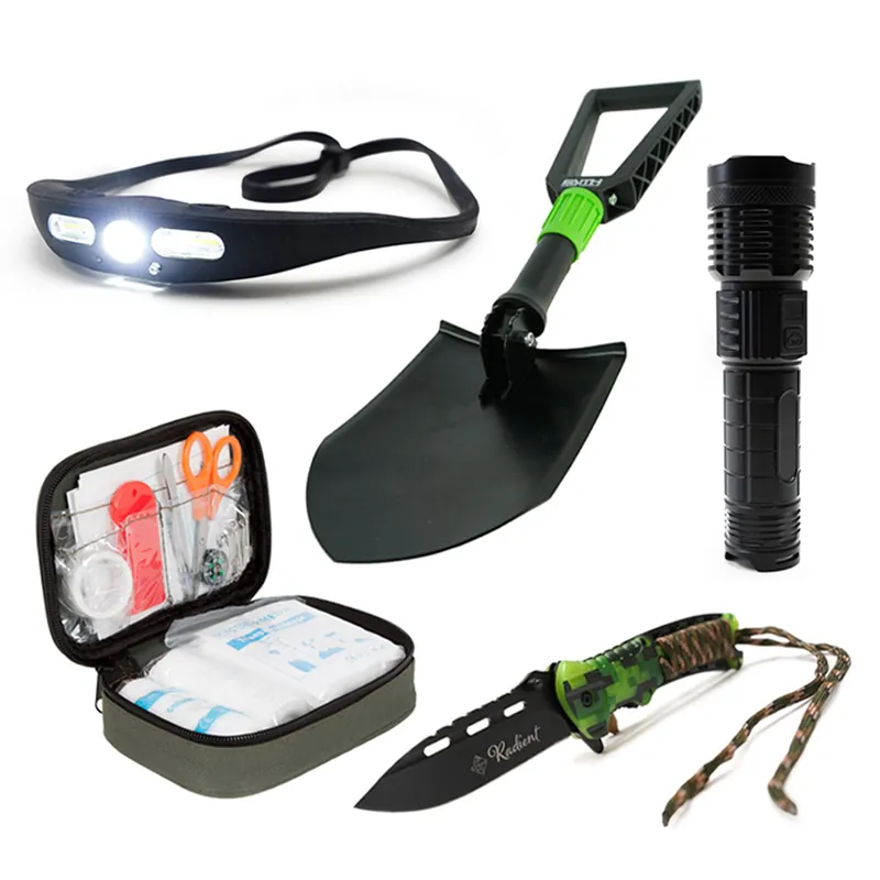 Faith Nachtvis Hulp Pakket Compleet met Hoofdlamp, Zaklamp, Zakmes, EHBO-kit & Vouwschep – Oplaadbaar & Outdoorproof Nieuw