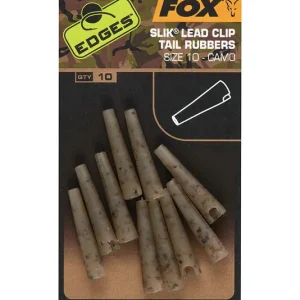 Gecertificeerd FOX Slik Lead Clip Tail Rubber Khaki (size 10) (10stuks)