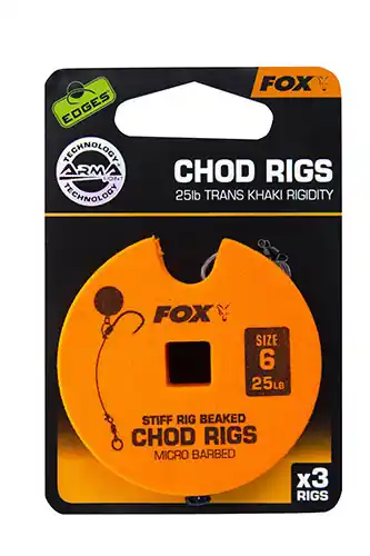Op = Op FOX Standard Chod Rig Barbed 25Lb (3stuks)