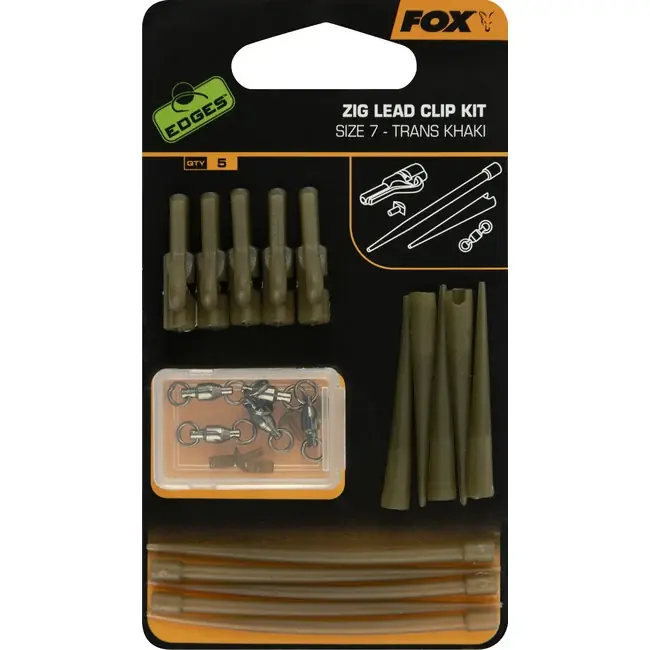 FOX Zig Lead Clip Kit Trans Khaki (5stuks) Lage Prijs