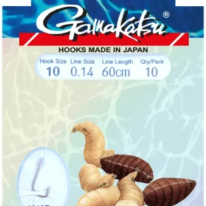 Express Levering GAMAKATSU MAGGOT LS-1010 60cm (10stuks) Maat 16 - 0.10mm