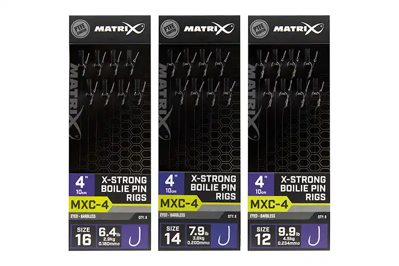 Lage Prijs MATRIX MXC-4 X-Strong Boilie Pin Rigs Barbless 10cm (8stuks) Size 12 / 0.23mm