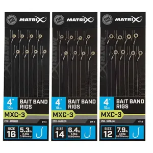 MATRIX MXC-3 Bait Band Rigs Barbless 10cm (8stuks) Size 14 - 0.18mm Actieprijs