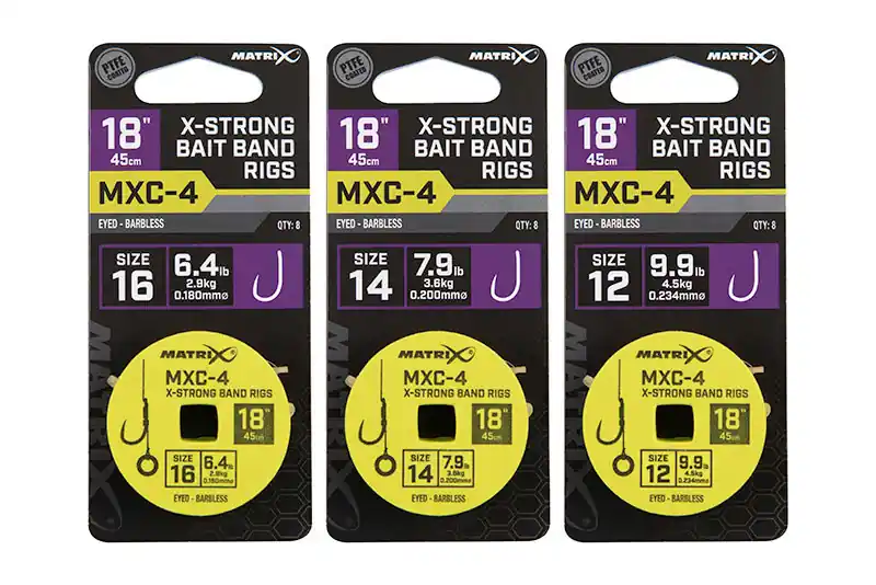 MATRIX MXC-4 X-Strong Bait Band Rigs Barbless 45cm (8stuks) Size 12 - 0.234mm Shop Nu