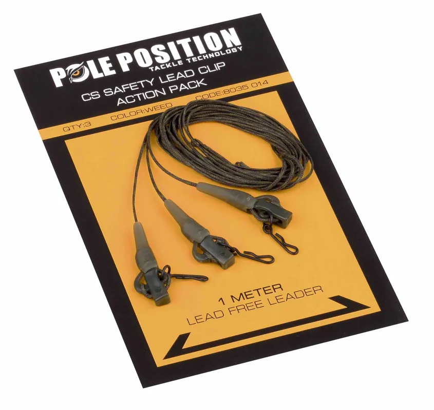 POLE POSITION Leadclip Set + Leader Weed (3stuks) Weed - 45lb Alleen Vandaag