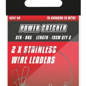 POWER CATCHER Stalen Snoek Onderlijn (2stuks) 12KG 40CM Gecertificeerd