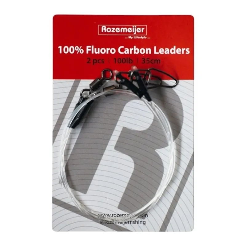 ROZEMEIJER Fluoro Carbon Snoek Onderlijn (35cm) (2stuks) 80lb Gecertificeerd