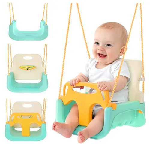 Superprijs Kruzzel 3-in-1 Kinderschommel - Groeimodel - Crème/Turquoise