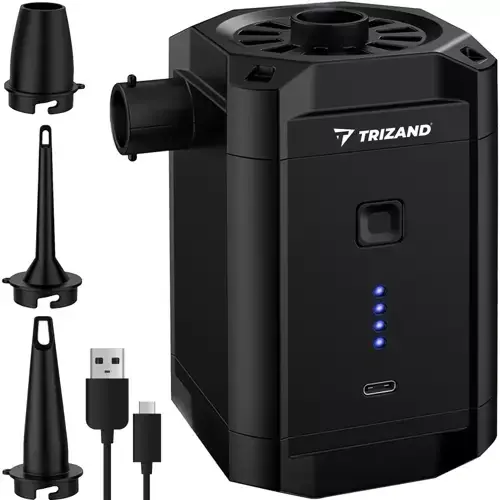 Trizand Accu Luchtpomp - Voor Matrassen, Boten en Zwembaden - 5200 mAh - Zwart Uitverkoop