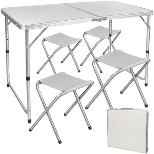 Trizand Camping Set - Inklapbare Tafel en 4 Stoelen - Hoogte Verstelbaar Nieuw
