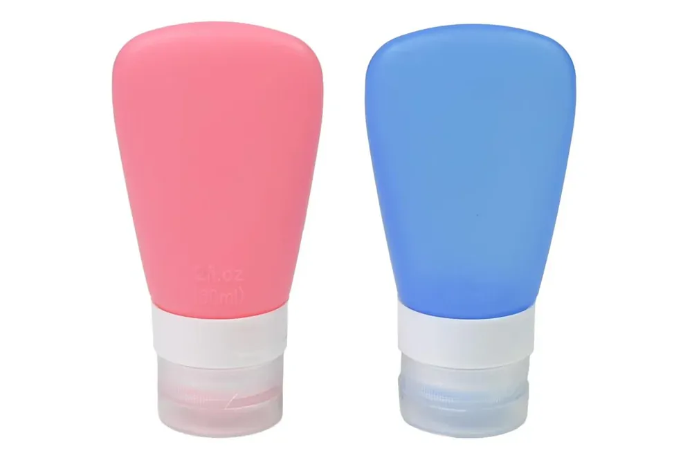 Finale Uitverkoop Benson Reisflesjes Set Siliconen - 60 ml - Anti-lek - Blauw/Roze - 2 Stuks