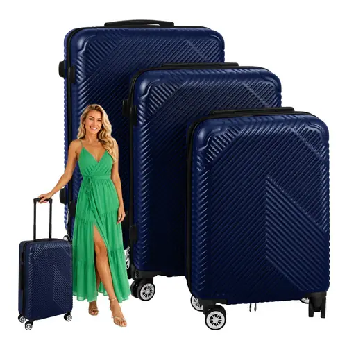 Trizand Kofferset 3-delig - Hardcase ABS - 39L, 70L & 99L - Marineblauw Koop Online