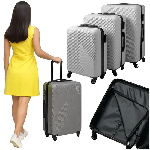 Trizand Koffer-set 3-delig - Hardcase ABS - 39L, 70L & 99L - Grijs Direct Verzonden