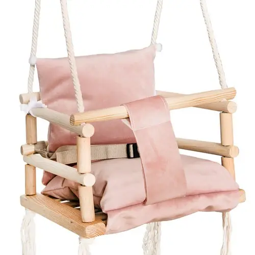 Kruzzel Kinderschommel - Luxe Roze Houten Schommel - Cleanaboo Materiaal - 25 kg Express Levering