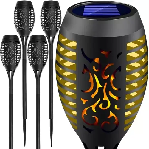 Gardlov Solar Tuinfakkels - Set van 4 - Vlam Effect - Warm Wit Actieprijs