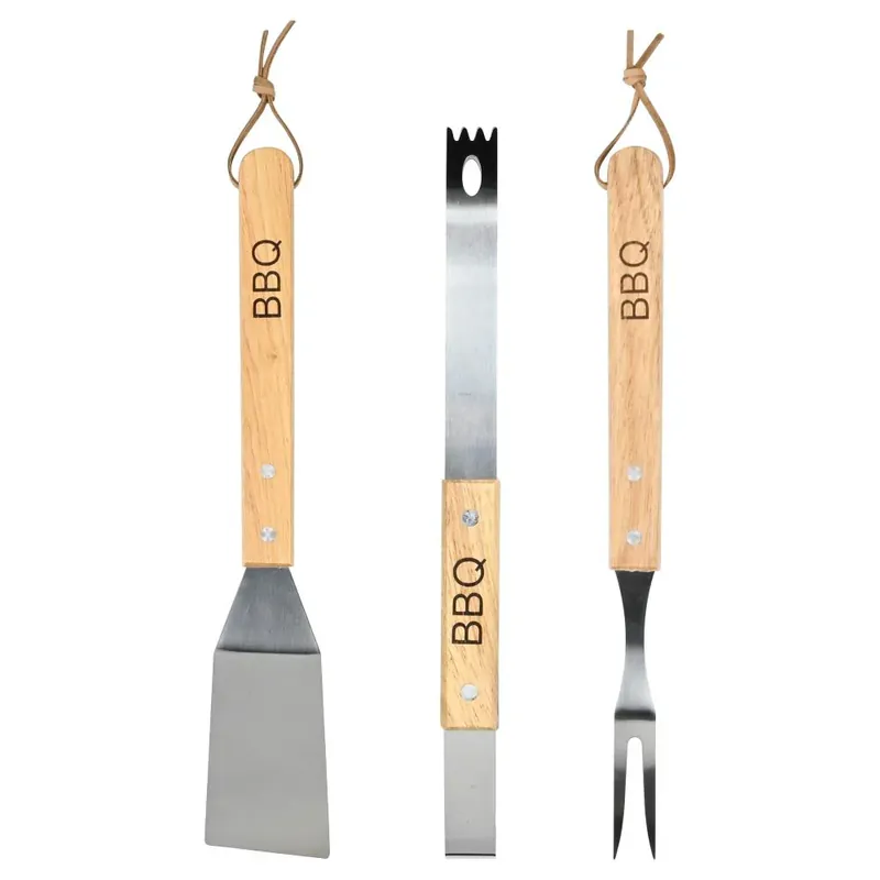 Benson BBQ Gereedschap Set 3-delig - RVS & Hout - 33 cm Uitverkoop
