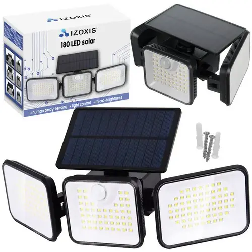 Izoxis Solar Buitenlamp - 180 LED - Met Bewegingssensor - Zwart Hoge Kwaliteit