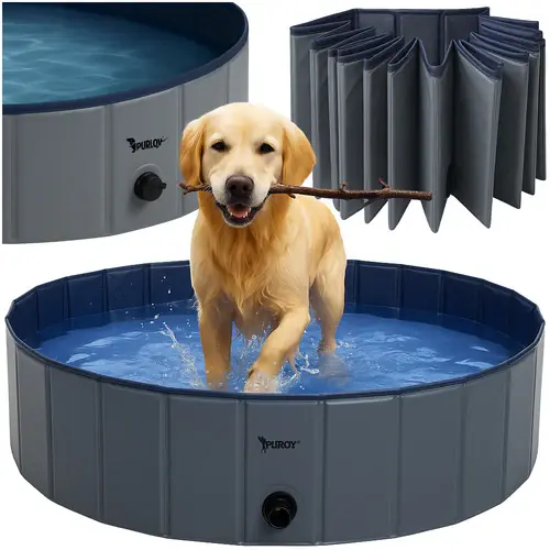 Meest Verkocht Purlov Opvouwbaar Hondenbad - 160 x 30 cm - 600 Liter - Blauw/Grijs