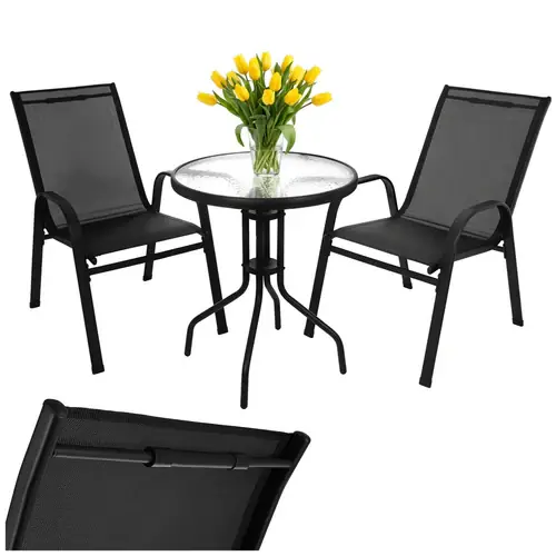 Gardlov Balkonset - 3-Delig - 2 Stoelen & Glazen Tafel - Zwart Alleen Vandaag