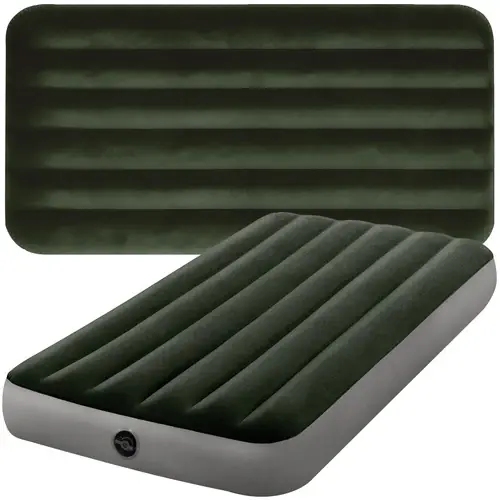 Intex Prestige Downy Eenpersoons Luchtbed - 191 x 99 x 25 cm - Grijs/Groen Nu Kopen