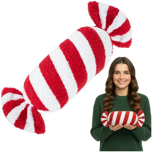 Lage Prijs Ruhhy Kerstdecoratie - Candy Kussen - 30 x 15 cm - Zacht - Rood/Wit