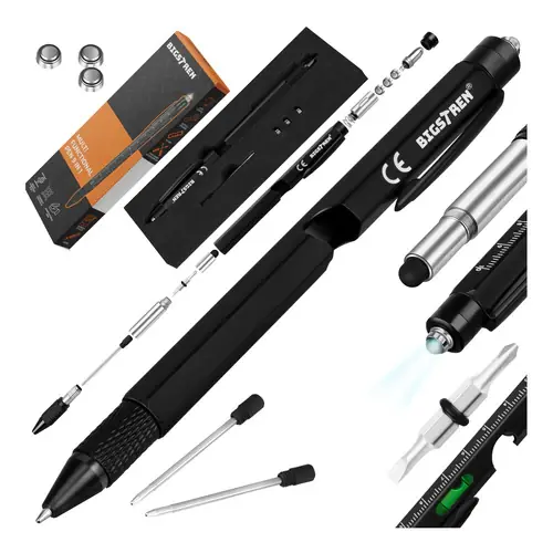 Bigstren Multifunctionele Pen - 9-in-1 Multitool - Zwart Hoge Kwaliteit