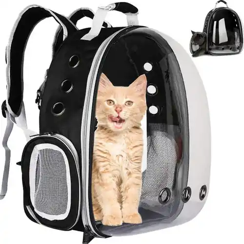 Gratis Retour Purlov Transportrugzak met Terras - Voor Honden & Katten - Tot 7 kg - Zwart