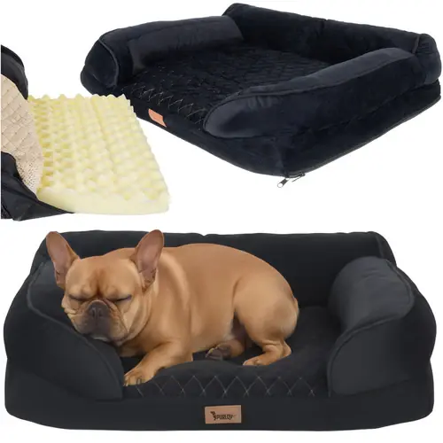 Finale Uitverkoop Purlov Ergonomisch Huisdierbed - Maat S - 65 x 55 x 18 cm - Zwart