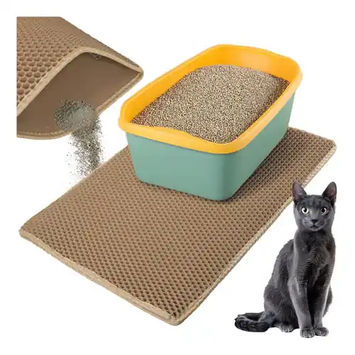 Seizoensaanbieding Purlov Kattenbakmat - 75 x 55 cm - Beige - Dubbellaags EVA-schuim