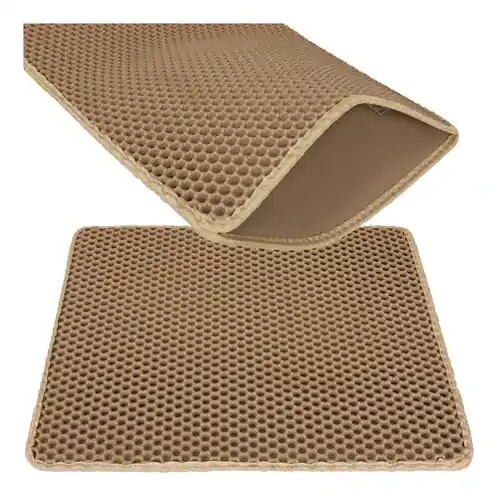 Purlov Kattenbakmat - 60 x 45 cm - Beige - Dubbellaags EVA-schuim Fabrieksprijs