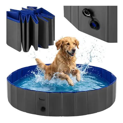 Aanbieding Purlov Opvouwbaar Hondenzwembad / Speeltuin - 160 x 30 cm - 600 Liter - Blauw/Grijs
