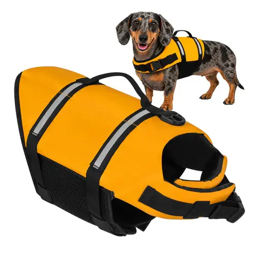 Purlov Hondenzwemvest - Maat M - Veiligheidsvest voor Honden - Zwart/Oranje Direct Beschikbaar