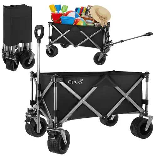 Fabrieksprijs Gardlov Opvouwbare Transportwagen - 150L - 200 kg - Zwart