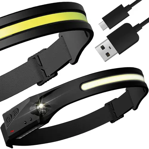 Finale Uitverkoop Trizand 21652 USB LED Hoofdlamp – 350 LM – Met Bewegingssensor – Oplaadbaar – Zwart