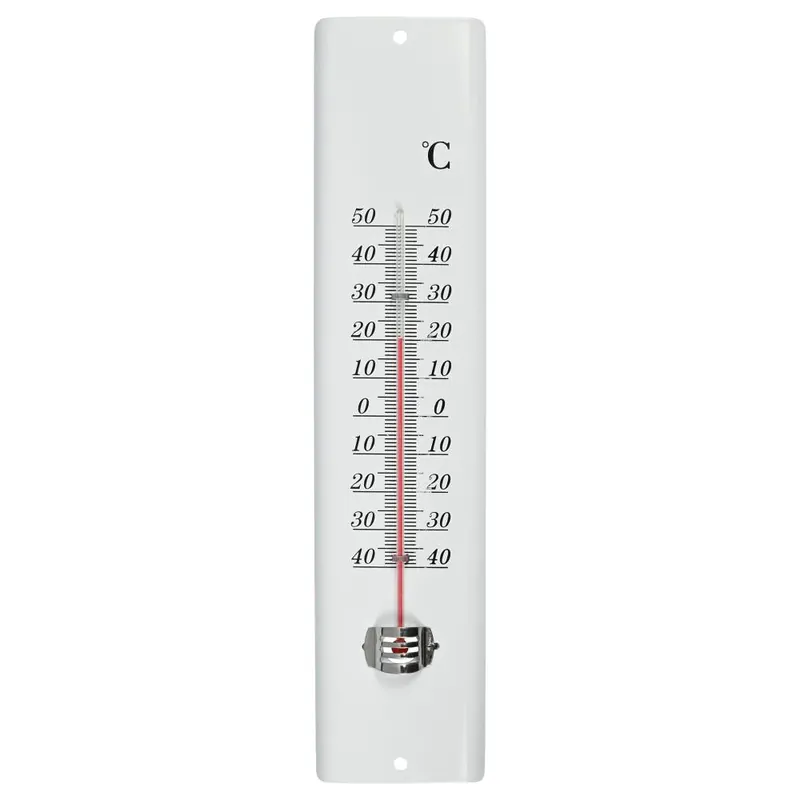 Aanbieding Benson Metalen Thermometer - Wit - 30 cm - Voor Binnen & Buiten