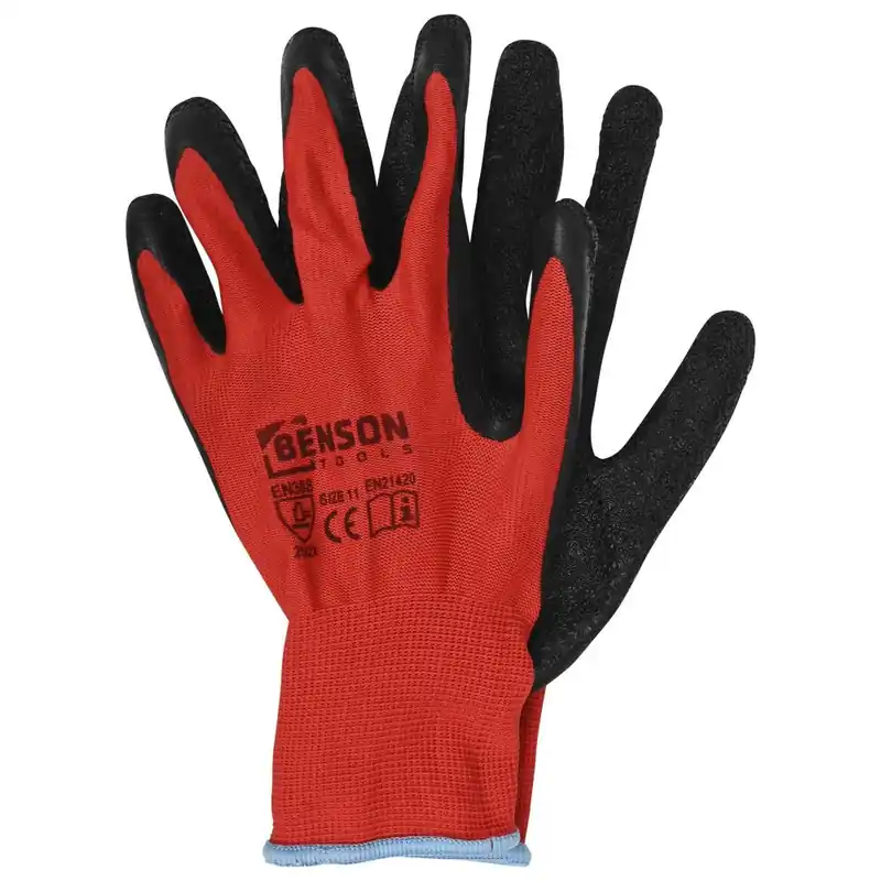 Benson Latex Crinkle Werkhandschoenen - Rood/Zwart - Maat 11 - EN 388 Koop Vandaag