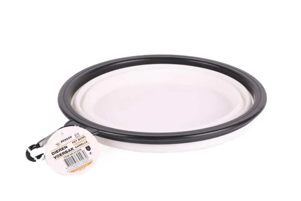 Rechtstreeks Van De Fabrikant Benson Opvouwbare Voer- en Drinkbak - 13 cm - Wit - Siliconen