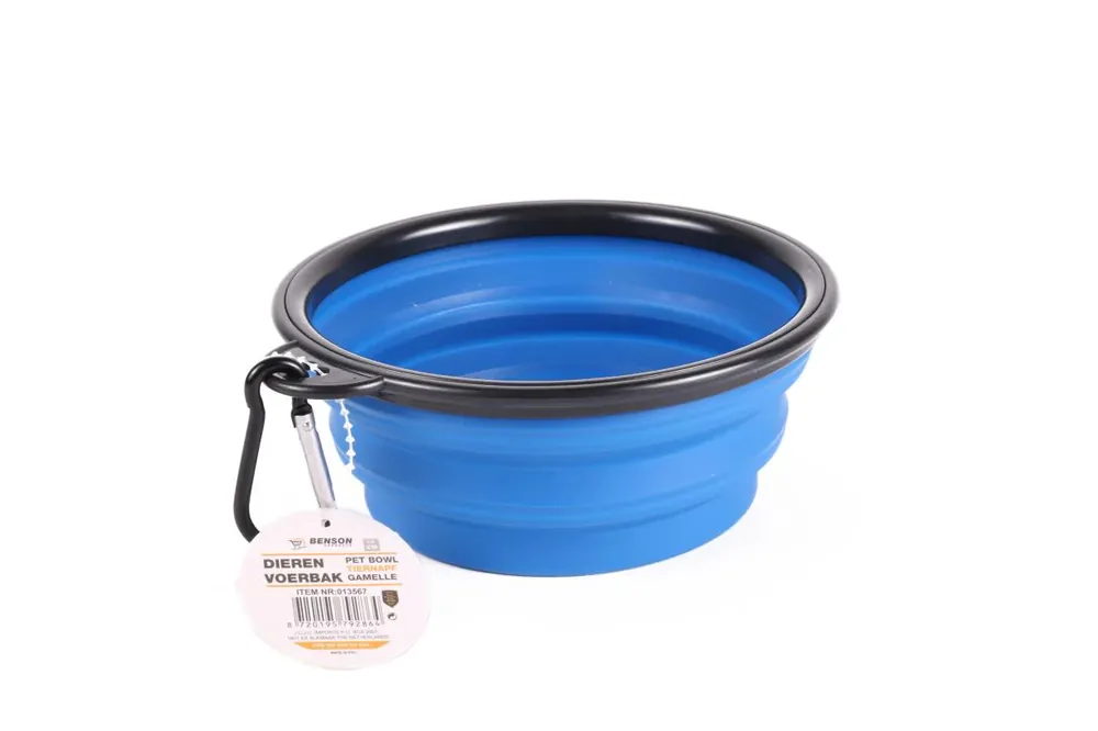 Nieuw Benson Opvouwbare Voer- en Drinkbak - 13 cm - Blauw - Siliconen