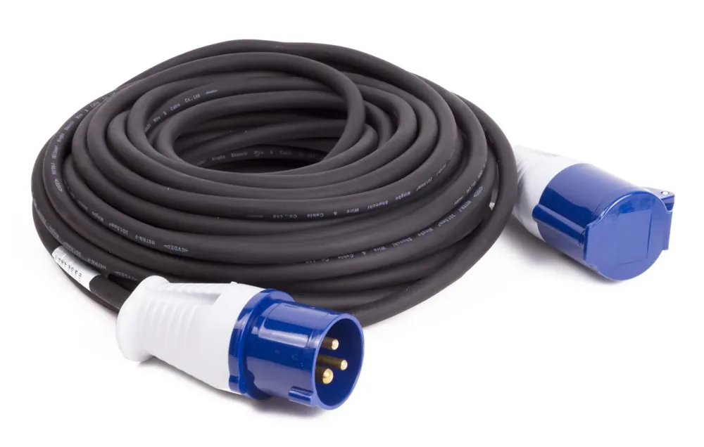 Benson Verlengkabel - Neopreen - IP44 - 20 meter - Blauw - Caravan/Camper/Boot Op = Op