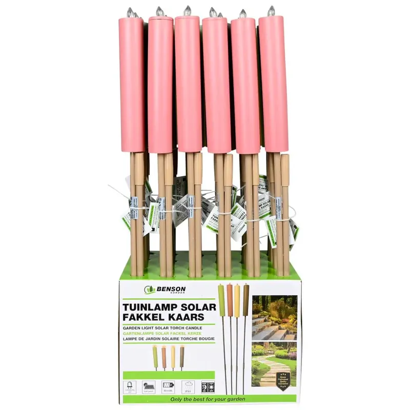 Benson Solar Tuinfakkel – 97.5 cm – Kleurrijke Mix – Flikkerend Kaarseffect Shop Nu