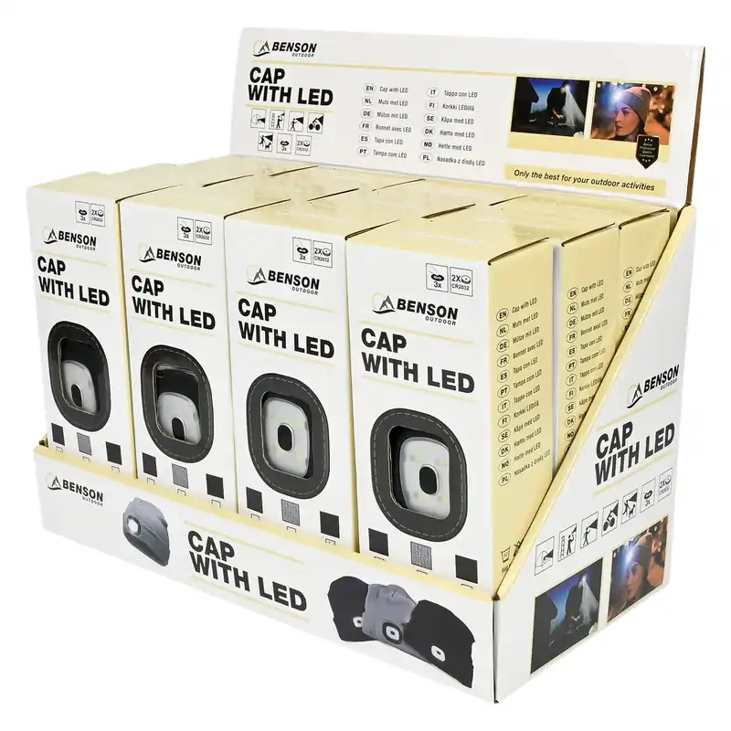 Benson Muts met LED-verlichting – 3 Lichtstanden – Inclusief Batterijen – One Size Seizoensaanbieding